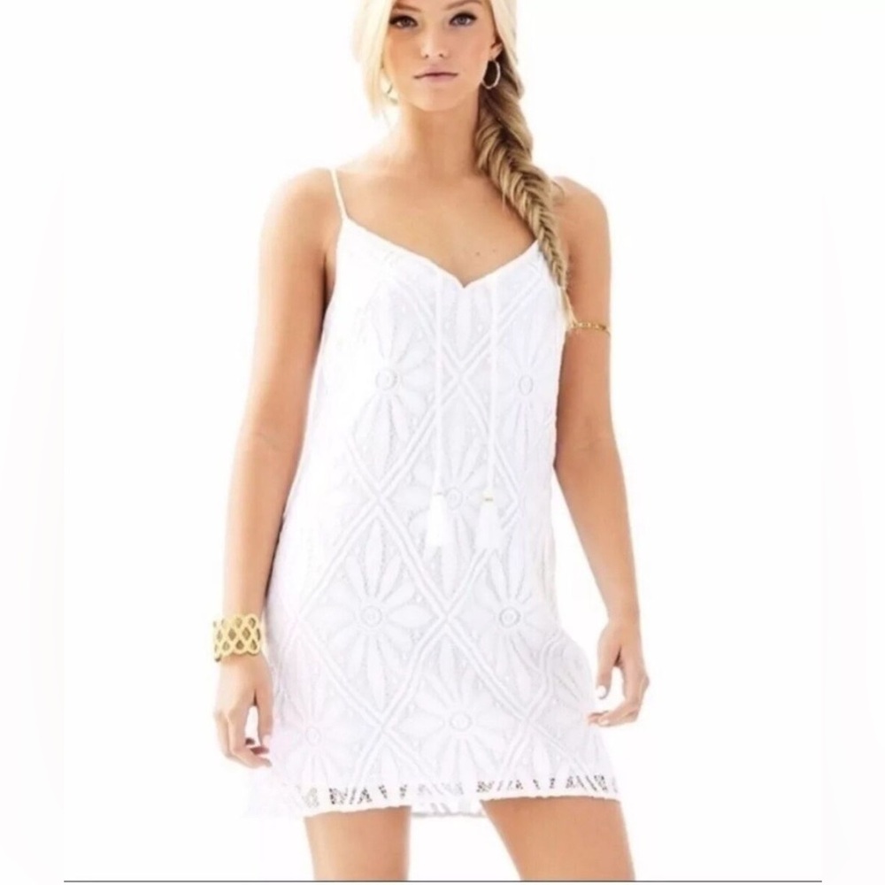 LILLY PULITZER Resort‎ White Delray Diamond Lace Dusk Dress Medium Beach